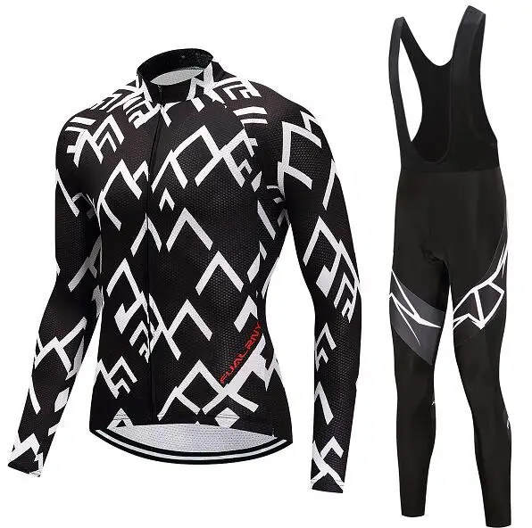 Jersey and Pants Мужская одежда для велосипеда нагрудник комплект осенней одежды с длинными рукавами для велосипеда одежда Pro дорожный велосипед платье Костюм спортивный Джерси MTB mallot - Цвет: Jersey and Pants