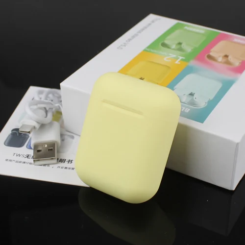 Беспроводные наушники Macaron i12 tws HIFI Bluetooth наушники беспроводные Bluetooth наушники для всех смартфонов спортивные наушники гарнитура - Цвет: yellow with Box