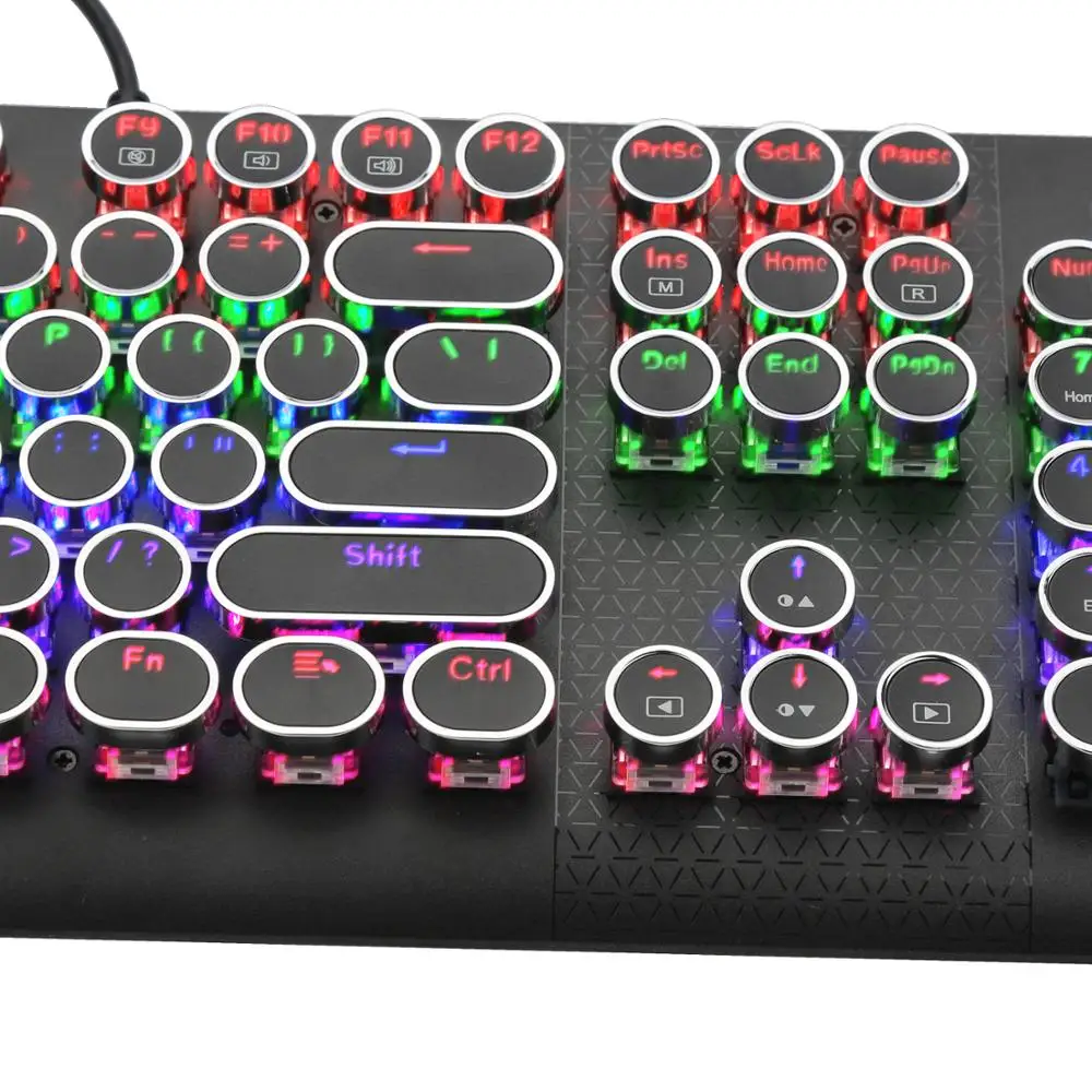 HUO JI K600 ретро Механическая игровая клавиатура 104 ключ, светодиодный клавиатура с подсветкой с синими переключателями