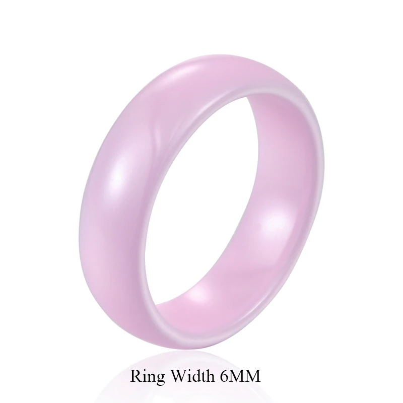 MAIKALE простой 3/6/8 мм Керамика кольца для мужчин и женщин, черный/белый/синий/розовый обручальное кольцо ювелирные изделия аксессуары Подарки для девочек 7-10 - Цвет основного камня: pink 6mm
