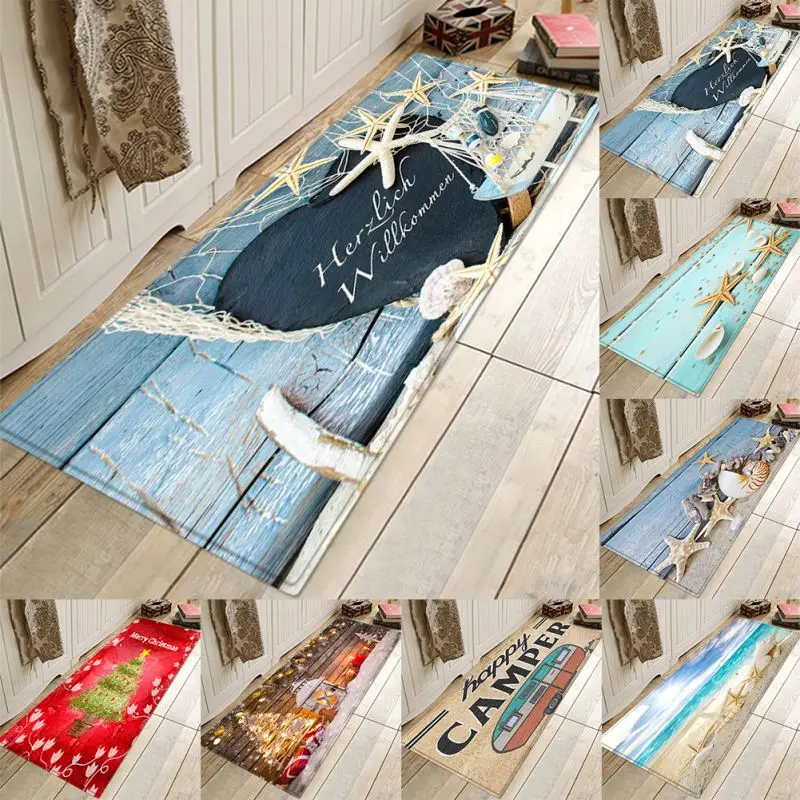 

60x180CM Kitchen Rug Anti Skid Mat for Kitchen Floor Long Door Mat Christmas Style Kitchen Rug Non-Slip Bedroom Mats
