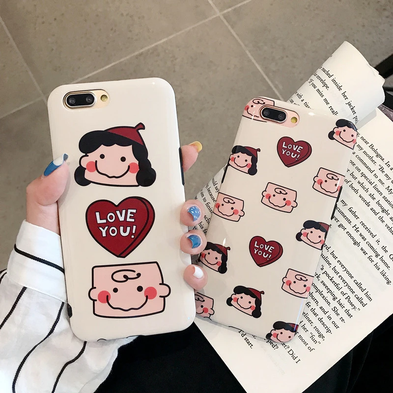 Cartoon illustration Charlie Brown Cute Lucy Silicone Case for iPhone 6 6s 7 8 Plus xr xs max x Love heart soft Phone back cover |