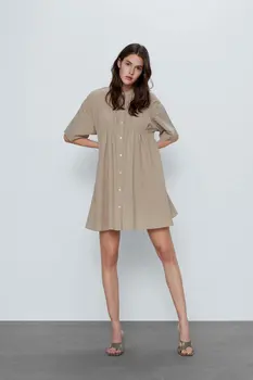 

2020 new Spring Summer European cotton Poplin female Dress zaraing vadiming sheining Women dress streetwear CDC9614