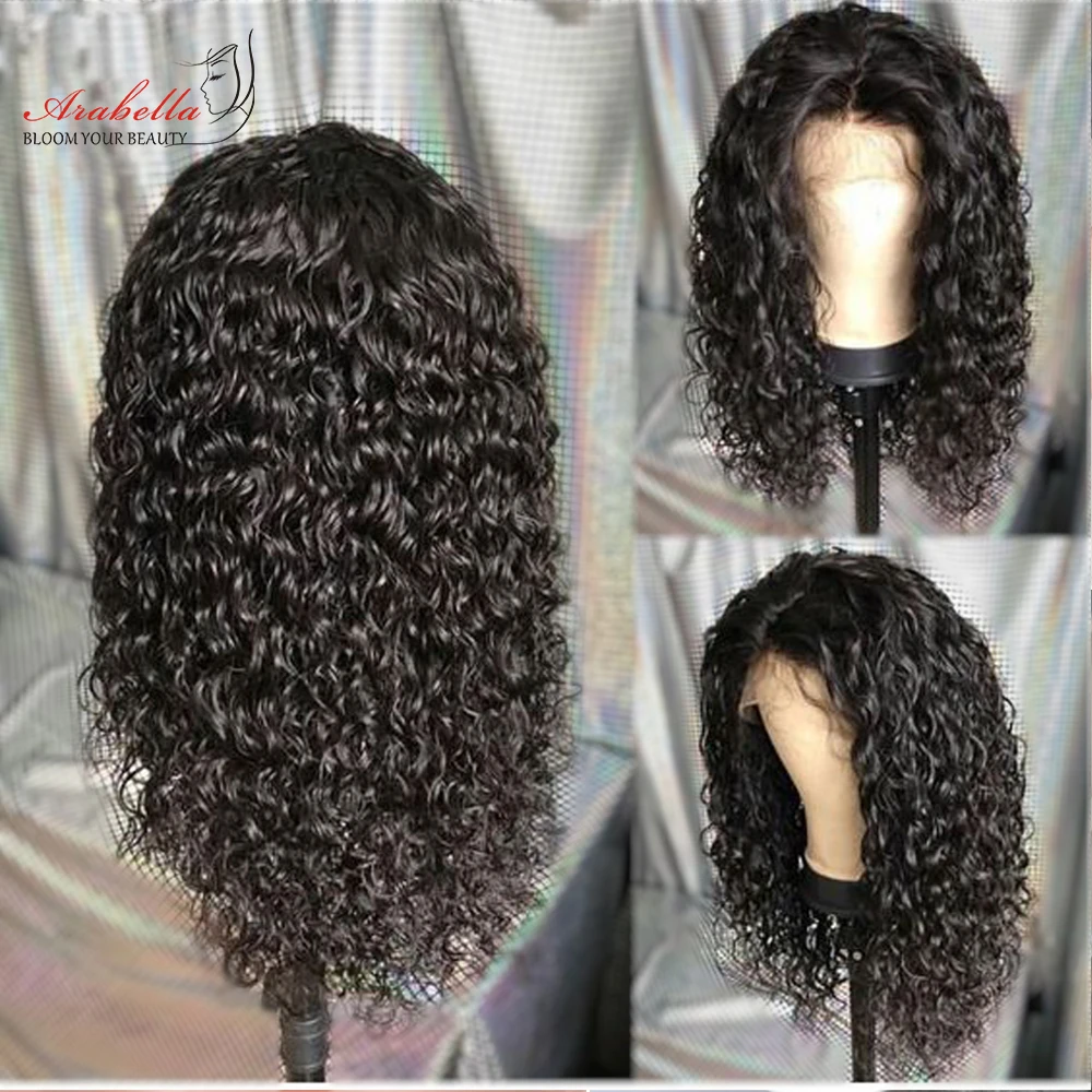 Water Wave Bob Wig Peruvian Human Hair Wigs For Women 13x5x2 Transparent Lace Front Wig Pre Plucked T Part Lace Bob