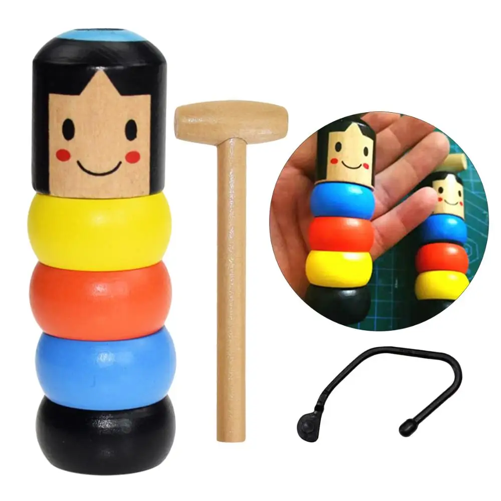 

Kids Fun 1set Immortal Daruma Unbreakable Wooden Man Magic Toy Magic Tricks Close Up Stage Magic Props Accessory Toy