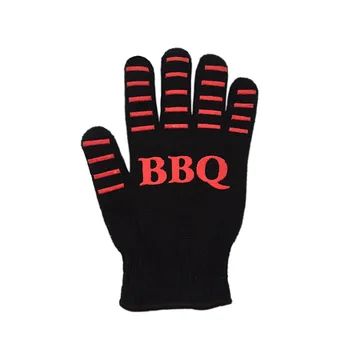 

1Pair Baking Grilling Oven Mitts BBQ Oven Mitts Silicone Cotton Heat Resistant Gloves for Cooking Baking Microwave Tools