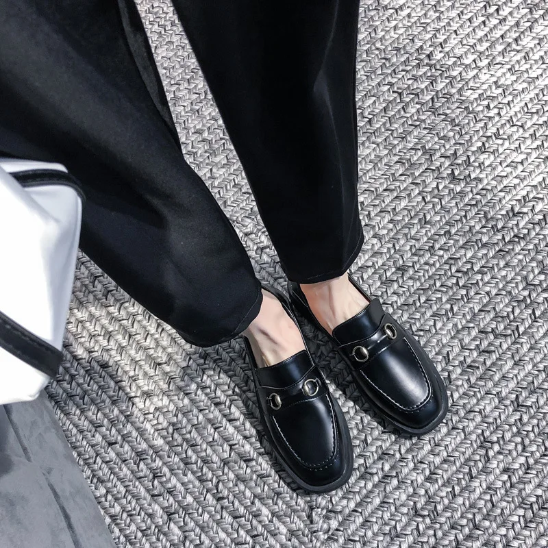 

Small Leather Shoes Women's Retro British Style Slip-on Lazy Double Purpose Loafers 20 Spring And Autumn New Style Flat Shallow