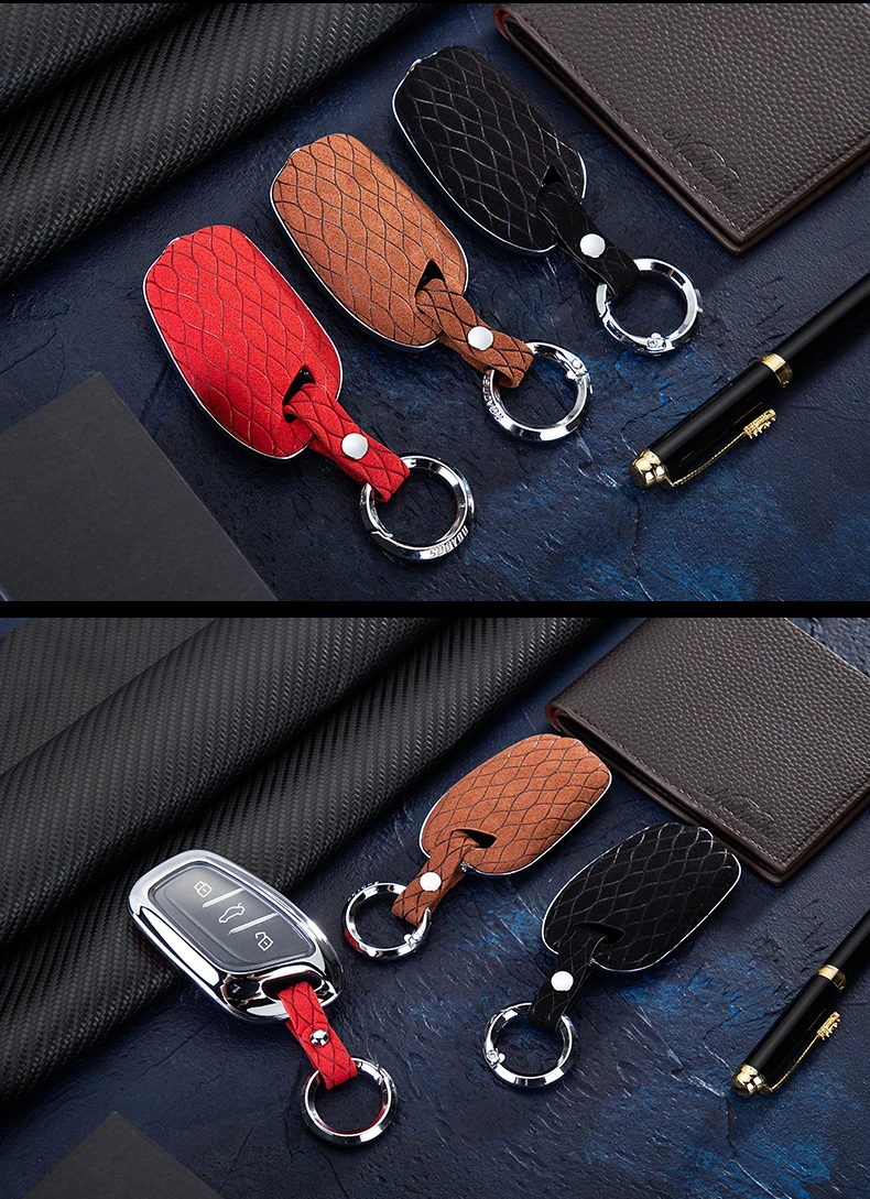 Чехол из замшевого меха и цинкового сплава TPU для ключей от машины Roewe RX5 для MG ZS, чехол для ключей, складной ключ, стильный брелок для автомобиля