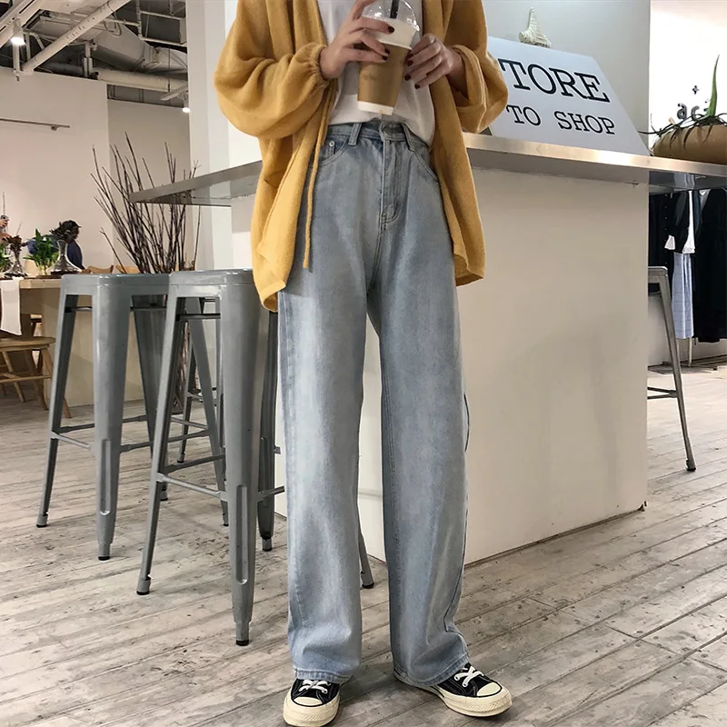 Kpop Blackpink Jisoo same летние свободные с высокой талией широкие женские джинсовые брюки Корейская уличная wild Harajuku прямые джинсы