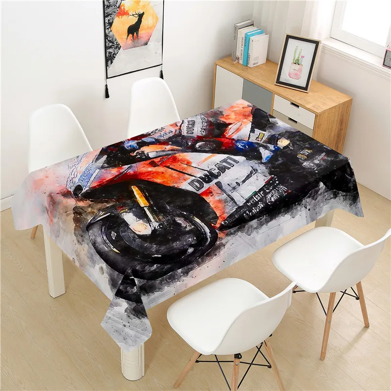 Cool Motorcycle Tablecloth polyester Hotel Picnic Table Rectangular