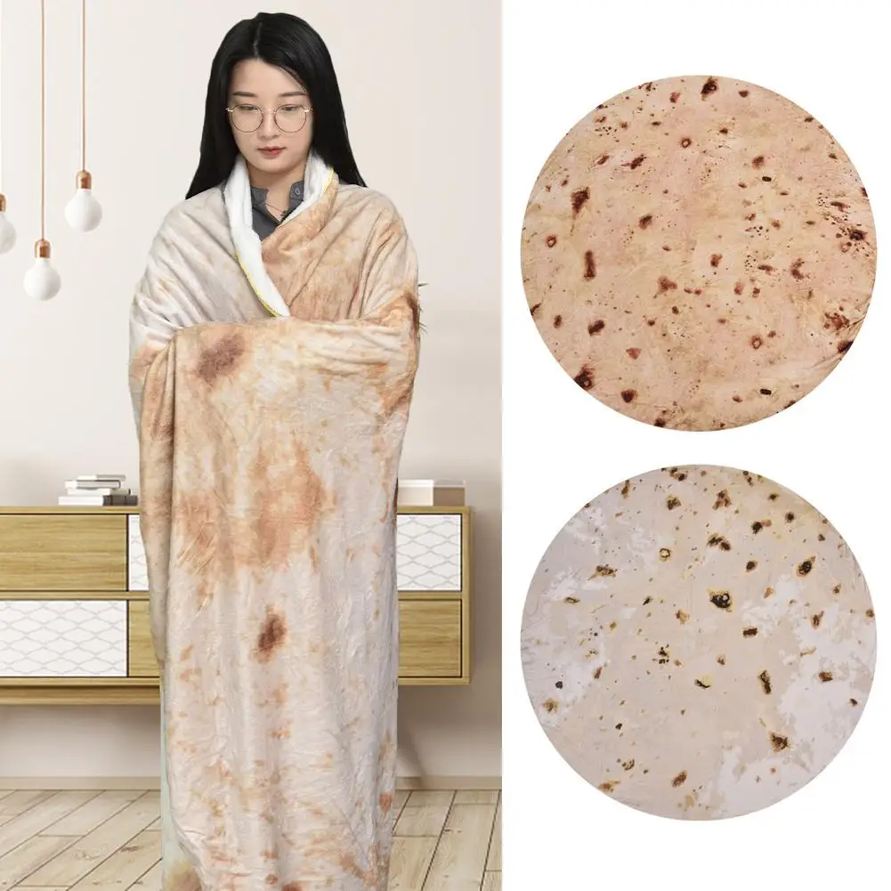 

Burrito Round Throw Blanket Corn Tortilla Pancakes Travel Blanket Soft Comfortable Personalized Nap Blanket Home Decoration