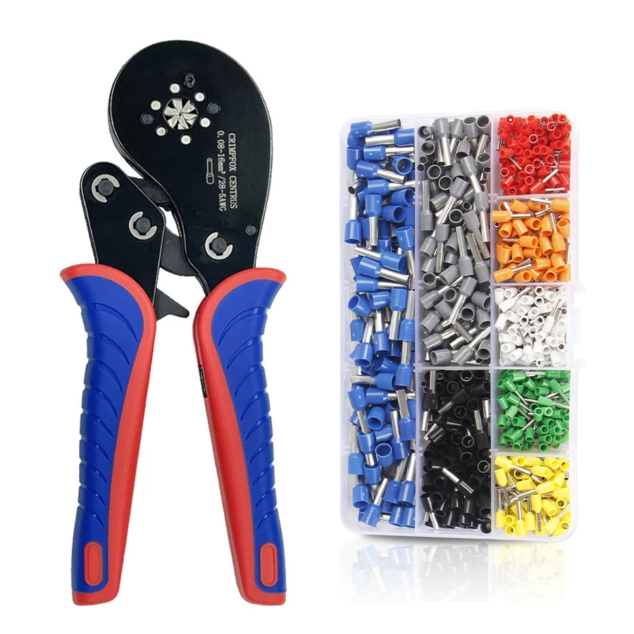 Crimping Tool Crimper Plier with 1200pcs Wire Ferrule Terminals Kit 0.25-10mm² 