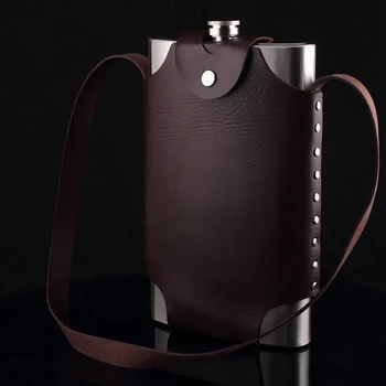 

New 64 Oz Stainless Steel Hip Flask 64 Oz Of Military Small Leather Case