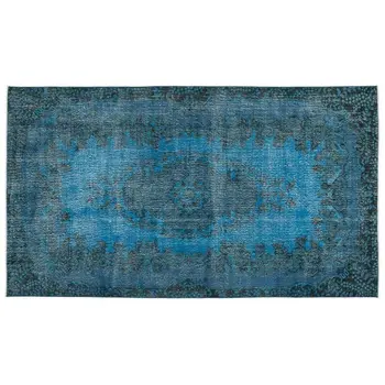 

Handmade Turquoise Vintage Overdyed Turkish Area Rug 164x291 Cm-5'5''X9'7''
