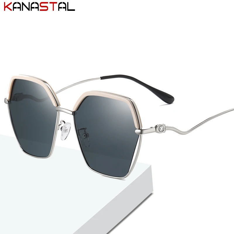 2022 Luxury Brand Design Women's Polarized Sunglasses Metal Polygon