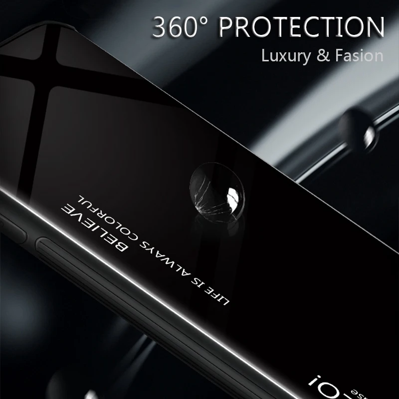 UPaitou чехол из закаленного стекла для huawei Y9 Y7 Y6 Y5 Prime, мягкий ТПУ чехол с градиентным стеклом