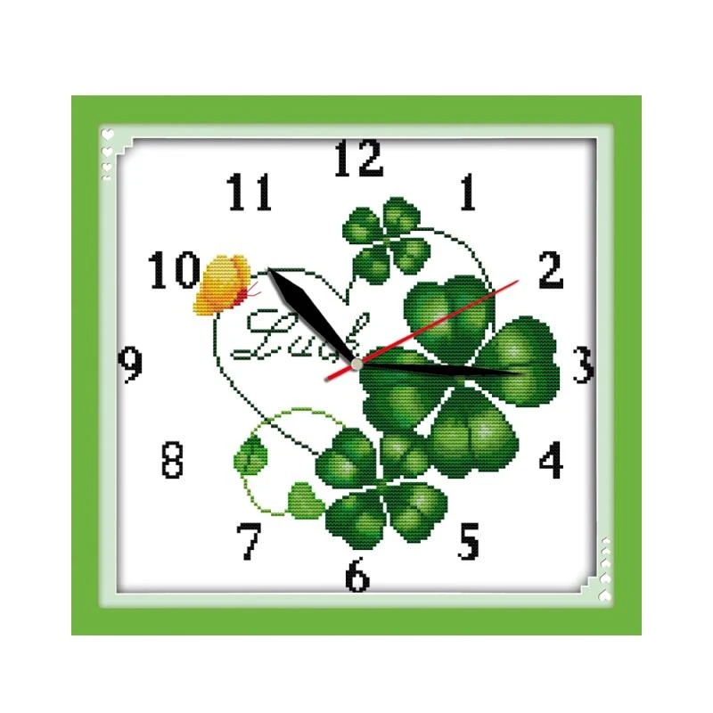 四つ葉のクローバー時計フェイスクロスステッチキットカウント11ctカウント印刷キャンバス壁ステッチ刺繍diy手作り針仕事 Handmade Needlework Embroidery Diycross Stitch Kits Aliexpress