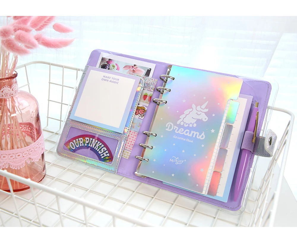 A6 Diary Notebook and Bullet Spiral Travel Handbook Journal DIY Agenda Planner Organizer Ring Kawaii Binder Note Book Diamond