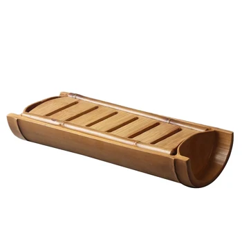 

Bamboo Gongfu Tea Tray Ceremony Accessories Water Storage with Draining Shelf Teapot Trivets Saucer Large Holder