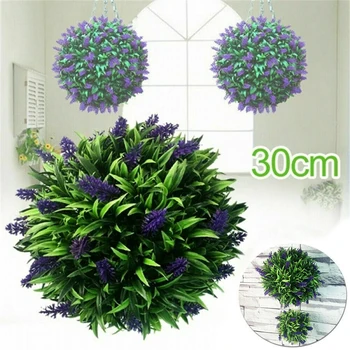 

20/25/30CM Diameter Artificial Lavender Grass Ball Out/Indoor Hanging Flower For Wedding Party Hotel Home Yard Garden Decoration