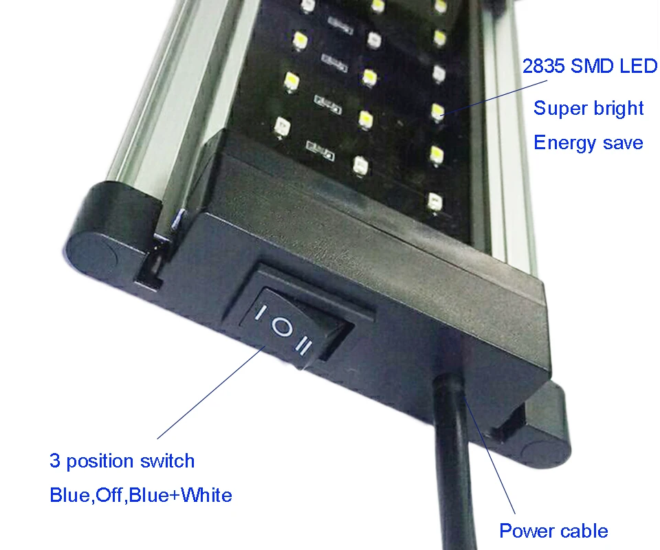 80-100 см 30 Вт Светодиодный светильник для аквариума с выдвижными кронштейнами 96 белый и 48 синий светодиодный s подходит для аквариума
