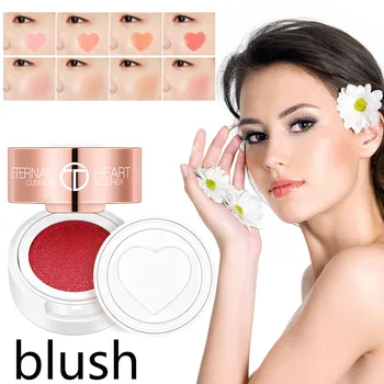 

4-color Heart-shaped Air Cushion Blush Natural Repair Temperament Blush Powder Rouge Foldable Heart-shaped Shimmer Blush Makeup