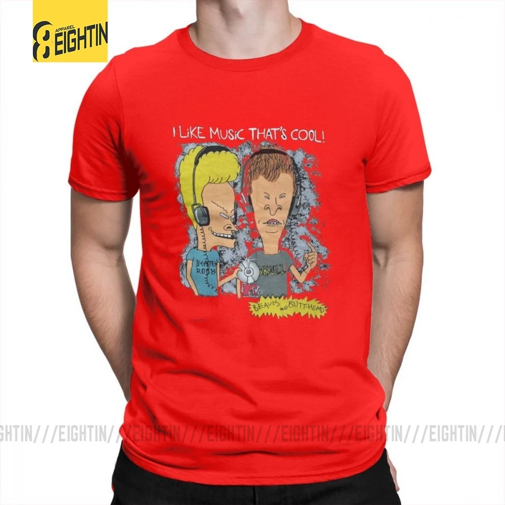 Beavis And Butthead футболки из хлопка с коротким рукавом футболки Awesome MensT модные футболки с круглым вырезом Большие размеры забавные - Цвет: Красный