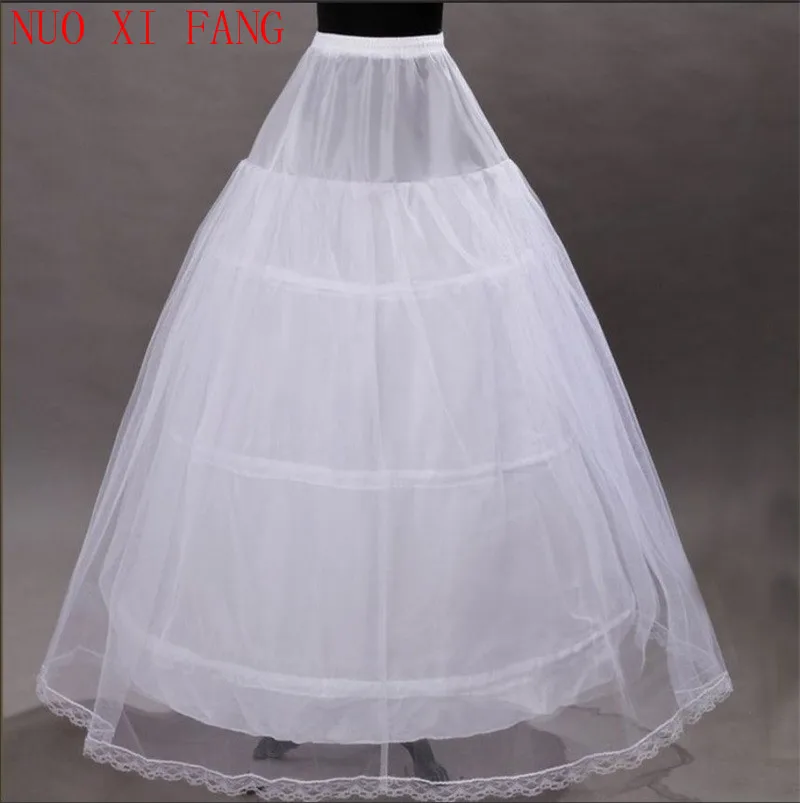 NUOXIFANG White 3 Hoops 1 Layer Of Yarn With Lace Petticoat Crinoline Slip Underskirt For Wedding Dress Bridal Gown 2020