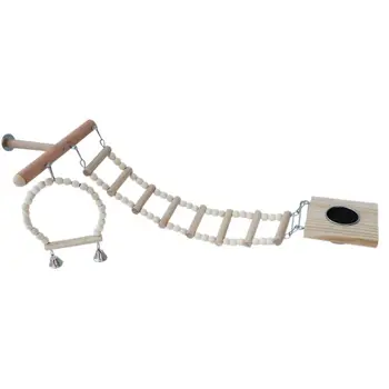 

Bird Cage Stand Play Gym Wood Parrot Swing Climbing Ladder Feeder Cup Chew Toys K4UA