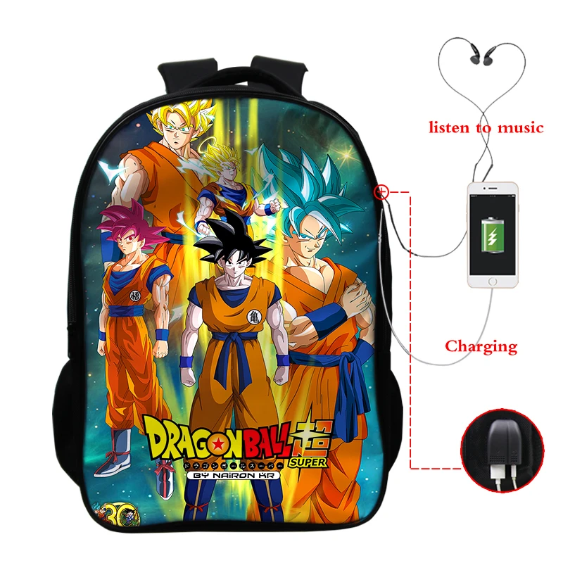 D24 Mochila dragon ball рюкзак и сумка Dos Супер usb зарядка Разъем для наушников рюкзак книжная Сумка для подростков сумка для ноутбука школьный - Цвет: D24