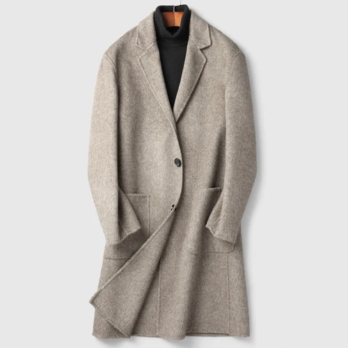 Light grey AYUNSUE шерстяное пальто, мужское двухстороннее кашемировое длинное пальто, корейское Мужское пальто и куртки Abrigo Hombre D-8Z-806 J3755 - Цвет: Light grey
