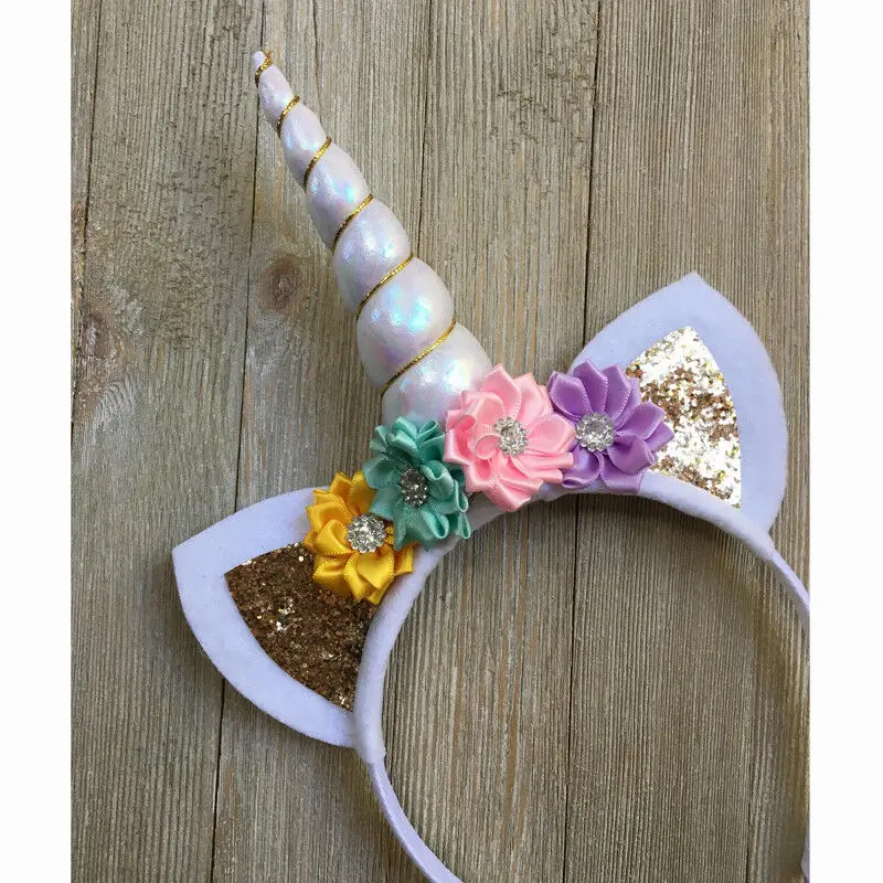 Cute unicorn girls flower cat ears headbands Children Head accessories party hair accessories hair bows