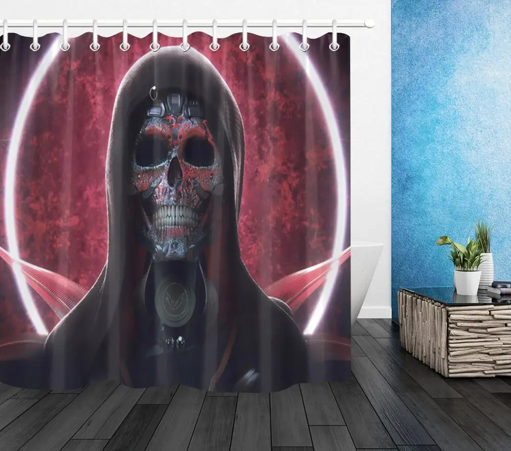 Жуткий череп Hell Death Хэллоуин Декор для ванной комнаты, ткань занавеска для душа полиэстер водонепроницаемый 12 крючков наборы аксессуаров для ванной комнаты