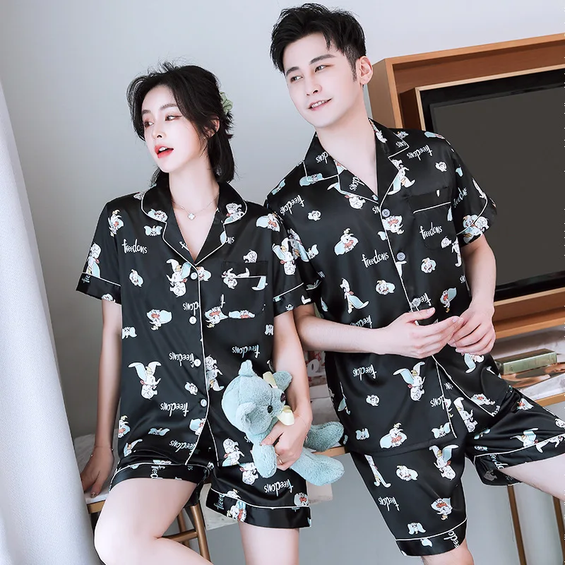 

Luxury Pajama suit Satin Silk Pajamas Sets Couple Sleepwear Family Pijama Lover Night Suit Men & Women Casual Home Clothing XXXL