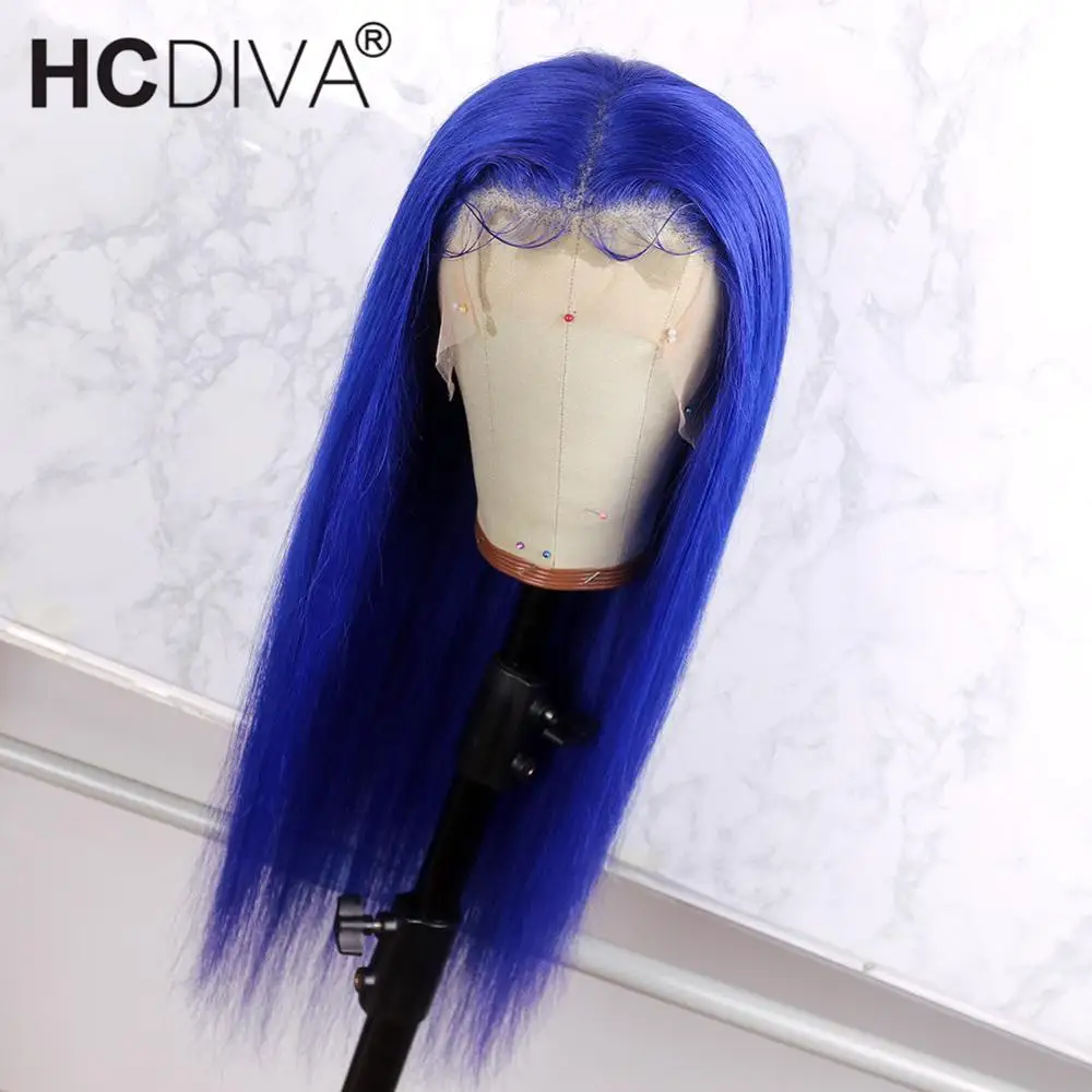 Blue Wig 13*4 Lace Front Wig 150% Straight Colored Human Hair Wig Blonde 613 Lace Wig Brazilian Remy Colorful Wig Pre Plucked