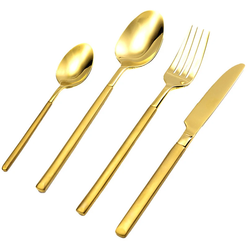 

304 Stainless Steel Tableware Set Knife Fork Spoon Dinnerware Sets Gold Western Food Cutlery With