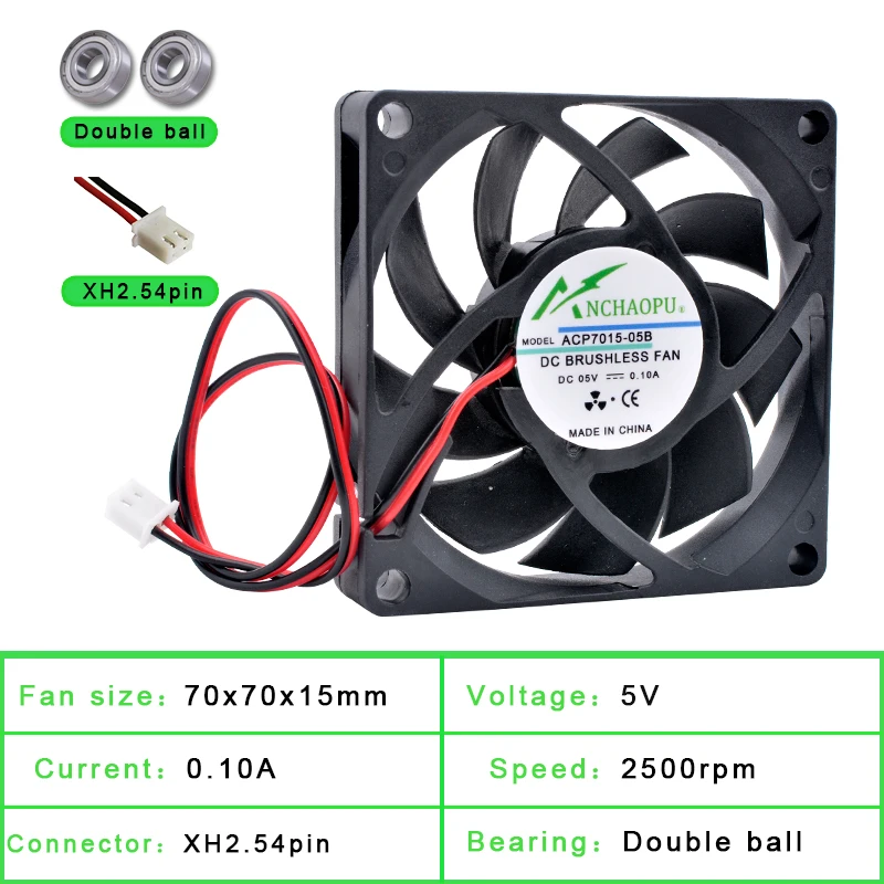 ACP7015 7cm 70mm 70x70x15mm DC5V 12V 24V 2pin Cooling Fan for Chassis Power Supply Router Inverter cooling fan