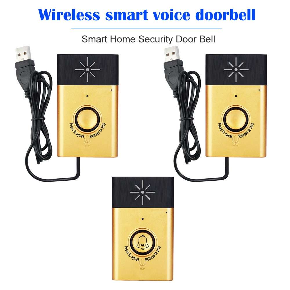 Wireless Voice Intercom Doorbell with Outdoor Unit Button Indoor Unit Receiver 2-way Talk Monitor Smart Home Security Door Bell audio door phone