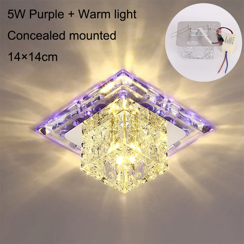 5W Purple Concealed 3W 5 Вт светодиодный потолочный светильник s Кристалл светодиодный светильник потолочный светильник современный заподлицо спальня гостиная огни Прихожая фойе проход бар AC - Цвет корпуса: 5W Purple Concealed