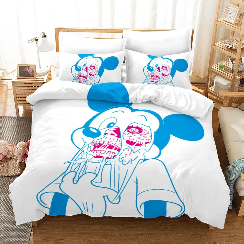 

Fashion Disney Mickey Mouse Bedding Set for Kids Quilt Duvet Covers Single Bedroom Decor Boy's Bedspread Queen King 3 pcs Twin