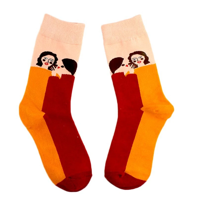 CHAOZHU, женские носки для макияжа лица, цветы, голубь, трендовые паркуры, хип-хоп, забавные носки, уличная оснастка, журнал, счастливые носки для женщин, calcetines - Цвет: 14