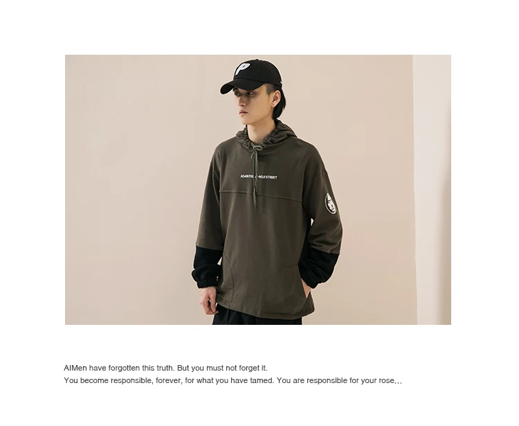 Men's Spring New Casual Contrast Color Letters With Cap Long-sleeved Hoodies Loose Temperament Tide Cotton Harajuku