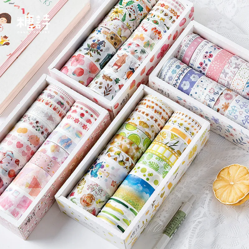 

AngelHere Store 20 Rolls Flowers Washi Tape Set Round Planner emblishment Pack Japanese Masking Decorative washi tape pack