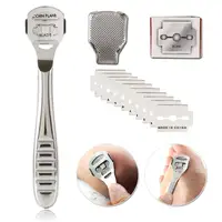 Foot Callus Shaver Heel urządzenie do usuwania zrogowaciałego naskórka Hand Feet Pedicure Razor Tool golarki uchwyt ze stali nierdzewnej 10 ostrzy narzędzia do pielęgnacji stóp 4