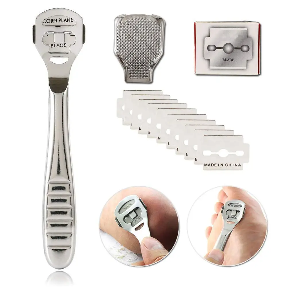 Pedicure Foot Shaver Callus Remover - Chainplus Professional Heel Callous  Corn Removal Metal Scraper with 10 Blades - Hand Dry Dead Skin File 