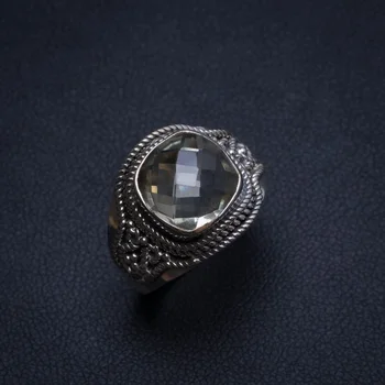 

Natural Green Amethyst Handmade Indian 925 Sterling Silver Ring, US size 7.25 T7227