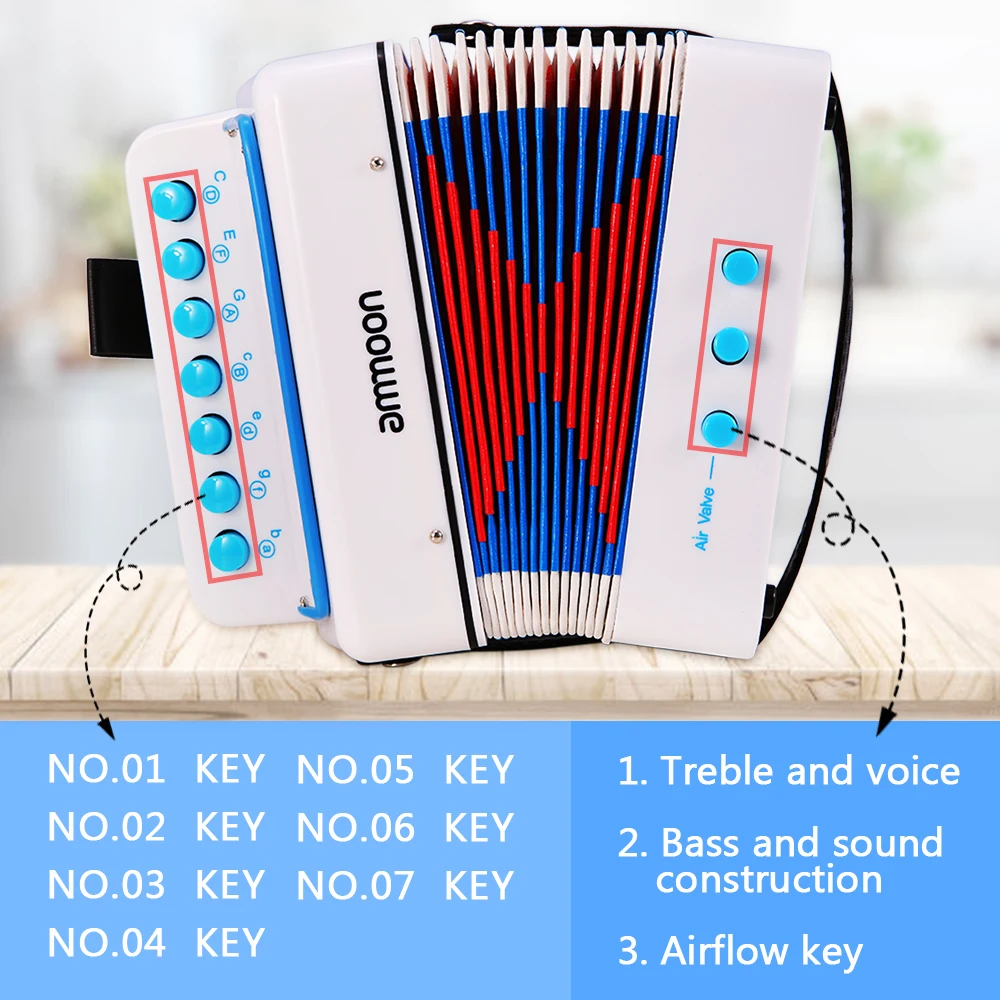 Ammoon Mini 10 ключей Игрушка Аккордеон для детей ABS Материал музыкальный инструмент игрушка для детей ясельного возраста Рождественский подарок