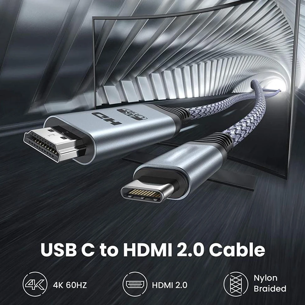 USB C to HDMI Cable 4K 60Hz USB 3.1 C to HDMI 2.0 adapter Thunderbolt 3 USB  Type C to HDMI with PD 60W Charging for MacBook pro