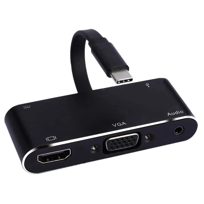 USB C Hub 5 in 1 Type C to 4K HDMI VGA USB 3 0 Adapter USB C to o Jack Headphone Cable PD Converter for Pro