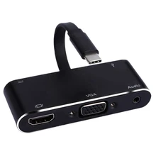 USB C Hub 5 in 1 Type C to 4K HDMI VGA USB 3 0 Adapter USB C to o Jack Headphone Cable PD Converter for Pro